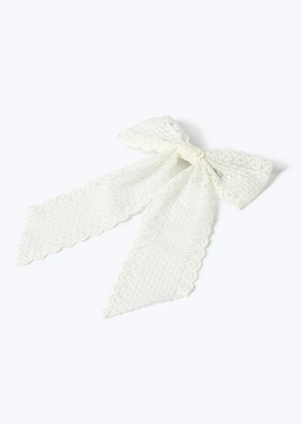 Muse Cream Crochet Hair Bow Clip - One Size Image 2