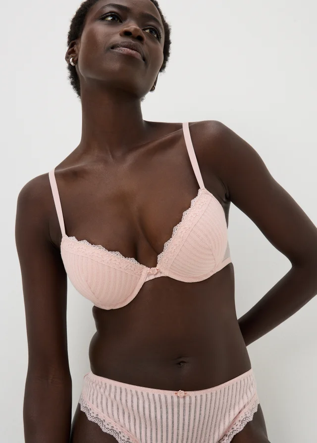 2 Pack Pink Pointelle Plunge Bras