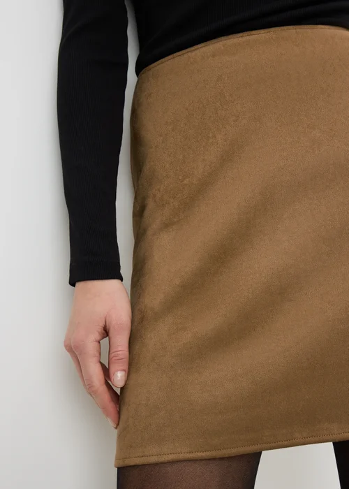 Tan Faux Suede Mini Skirt - 10 Image 2