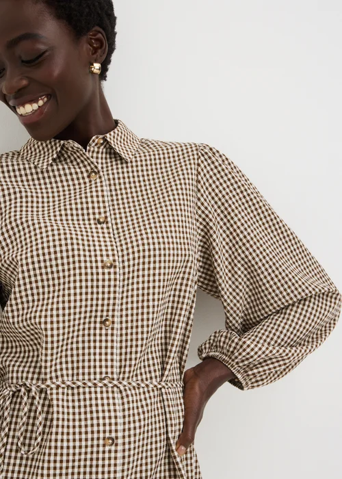 Chocolate Gingham Collar Dress - 28 Image 2