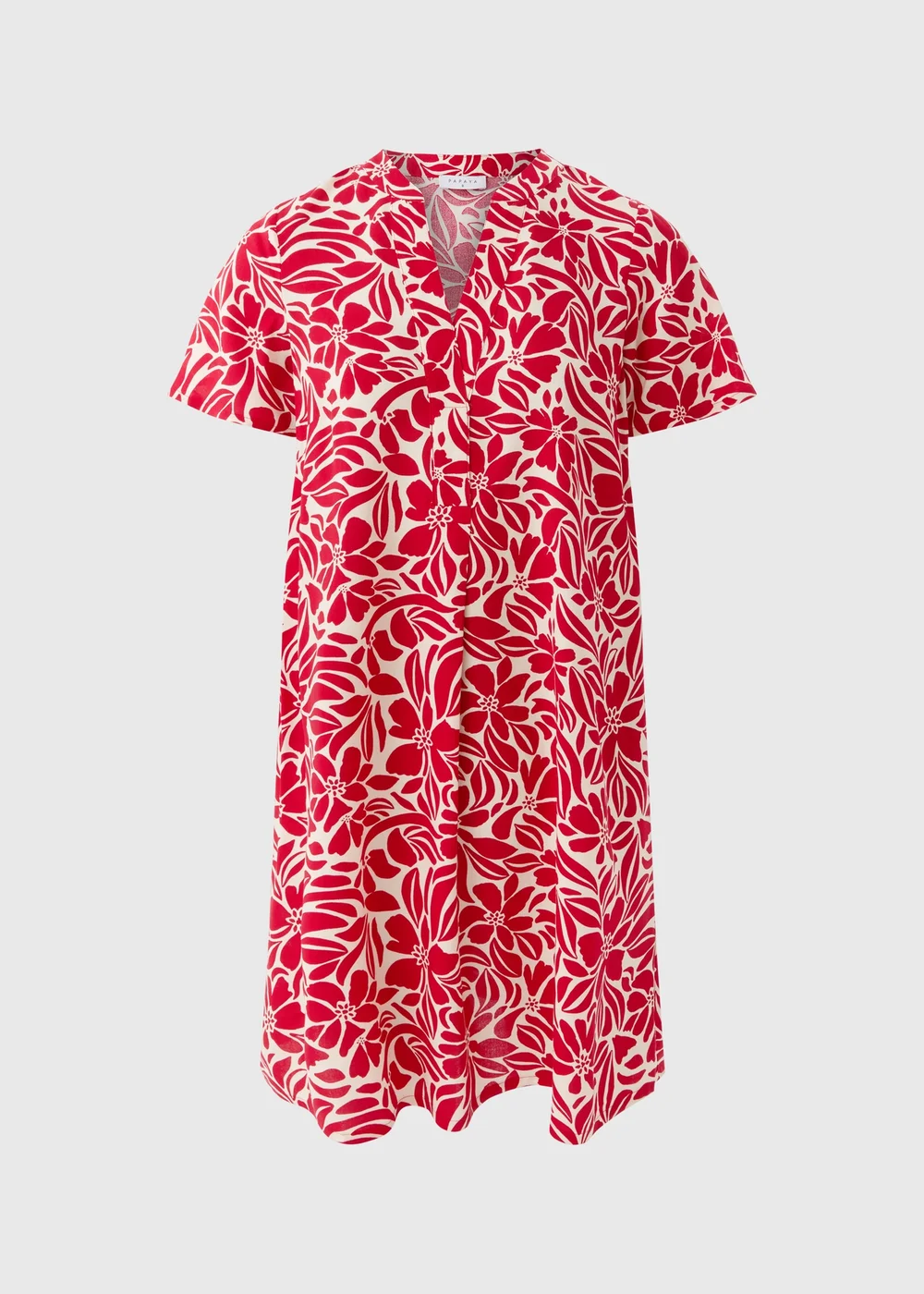 Red Popover Floral Tunic Dress - 28 Image 2