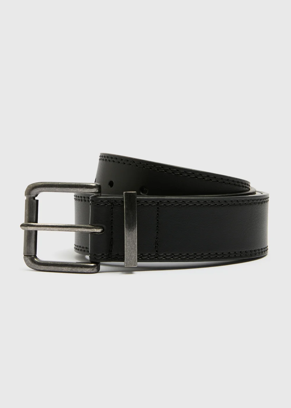 Black Leather Jeans Belt - 2XL-3XL Image 1