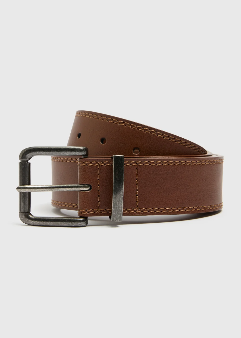 Brown Leather Jeans Belt - S-M Image 1