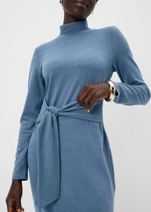 Blue Jersey Tie Midi Dress - 22 Image 3