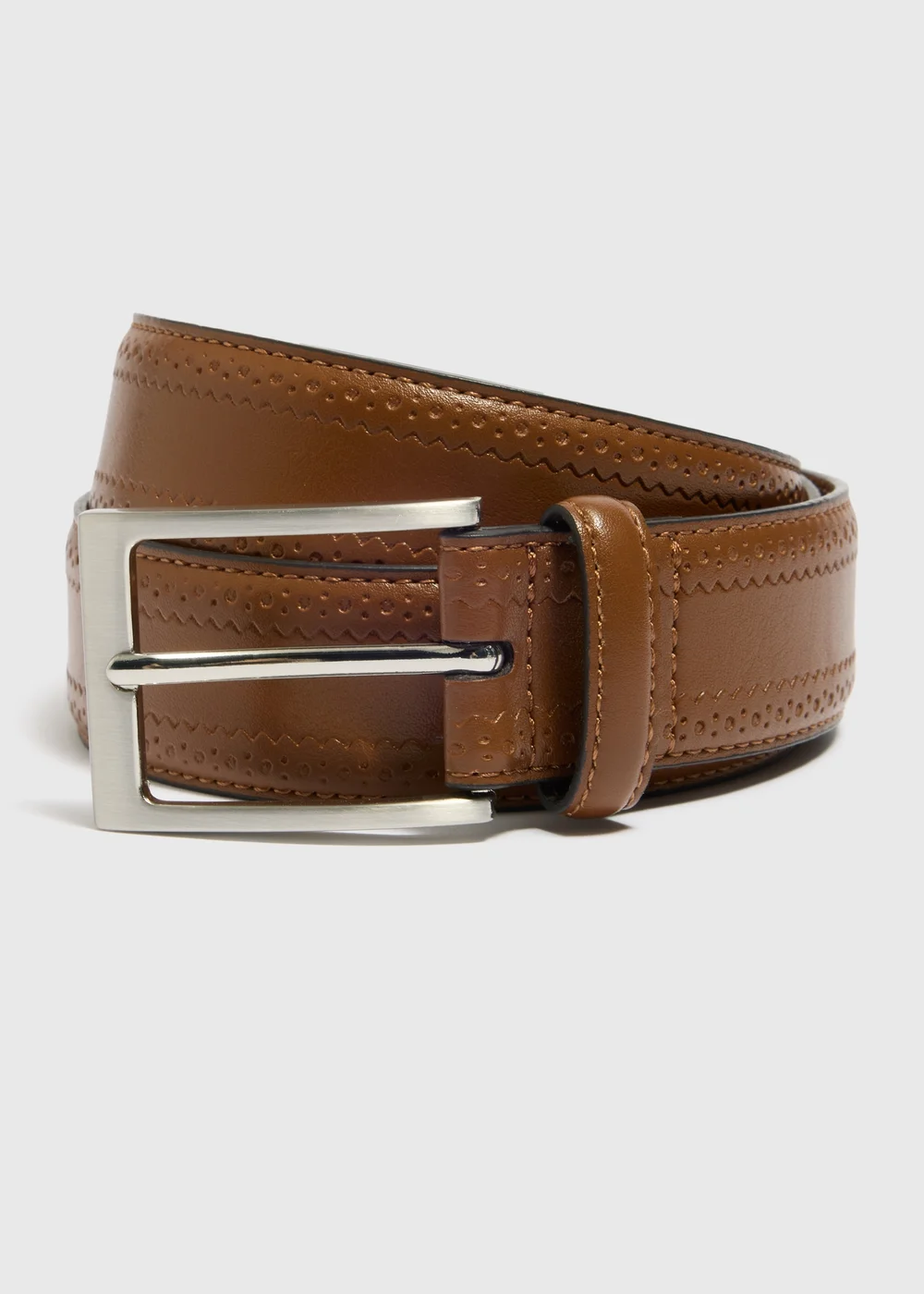 Tan Brogue Belt - 2XL-3XL Image 1