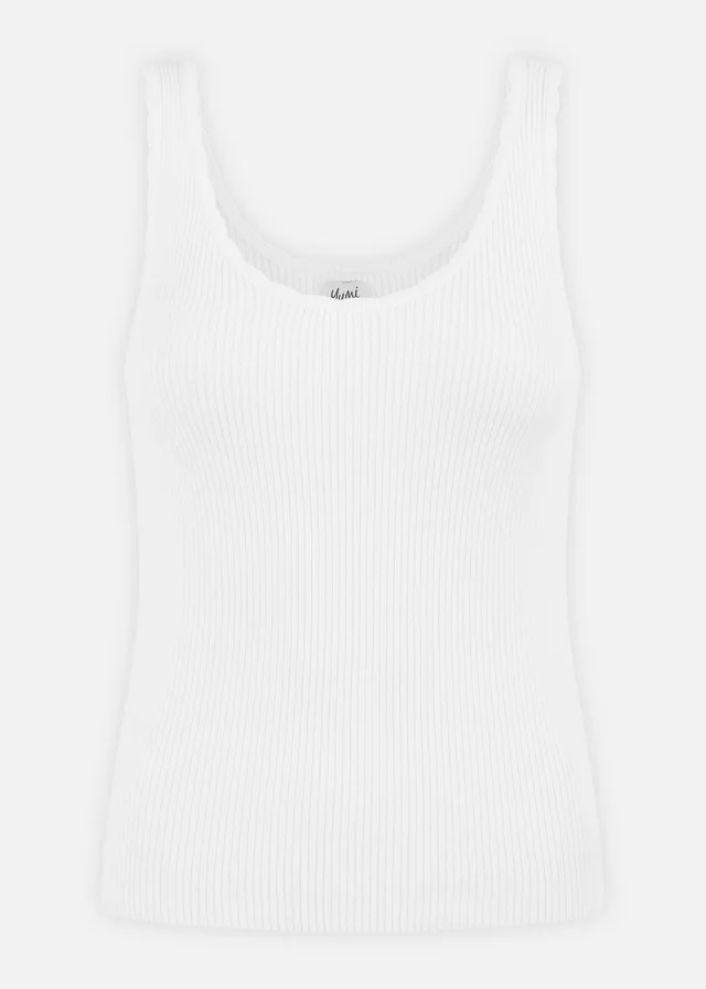 Yumi White Fine Knit Vest Top