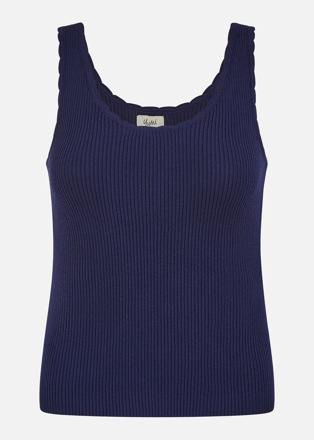 Yumi Navy Fine Knit Vest Top - Small Image 2