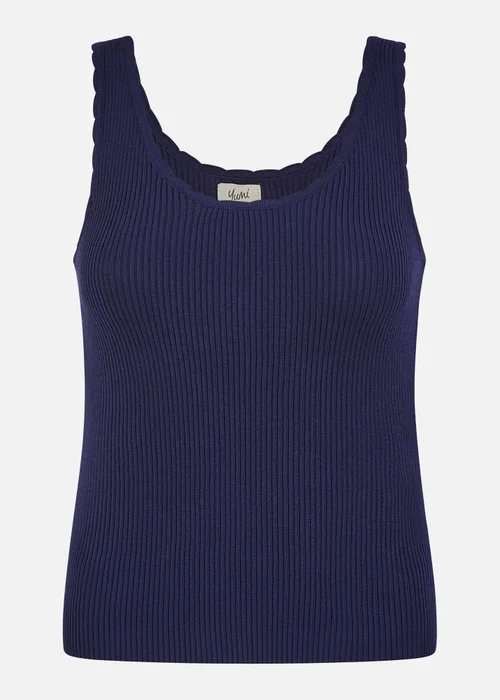 Yumi Navy Fine Knit Vest Top - Small Image 2