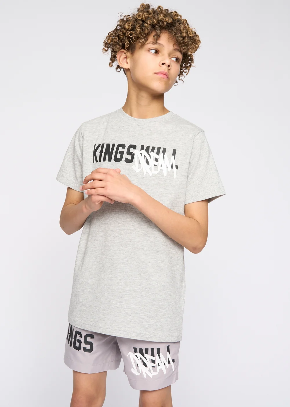 Kings Will Dream Ash Grey Tagged Swim Shorts (7-14 yrs) - Age 7-8 Years Image 1