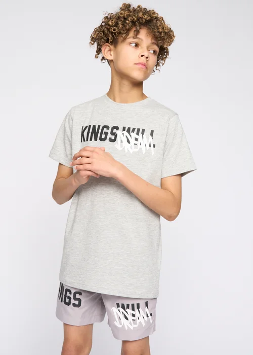 Kings Will Dream Ash Grey Tagged Swim Shorts (7-14 yrs) - Age 7-8 Years Image 1