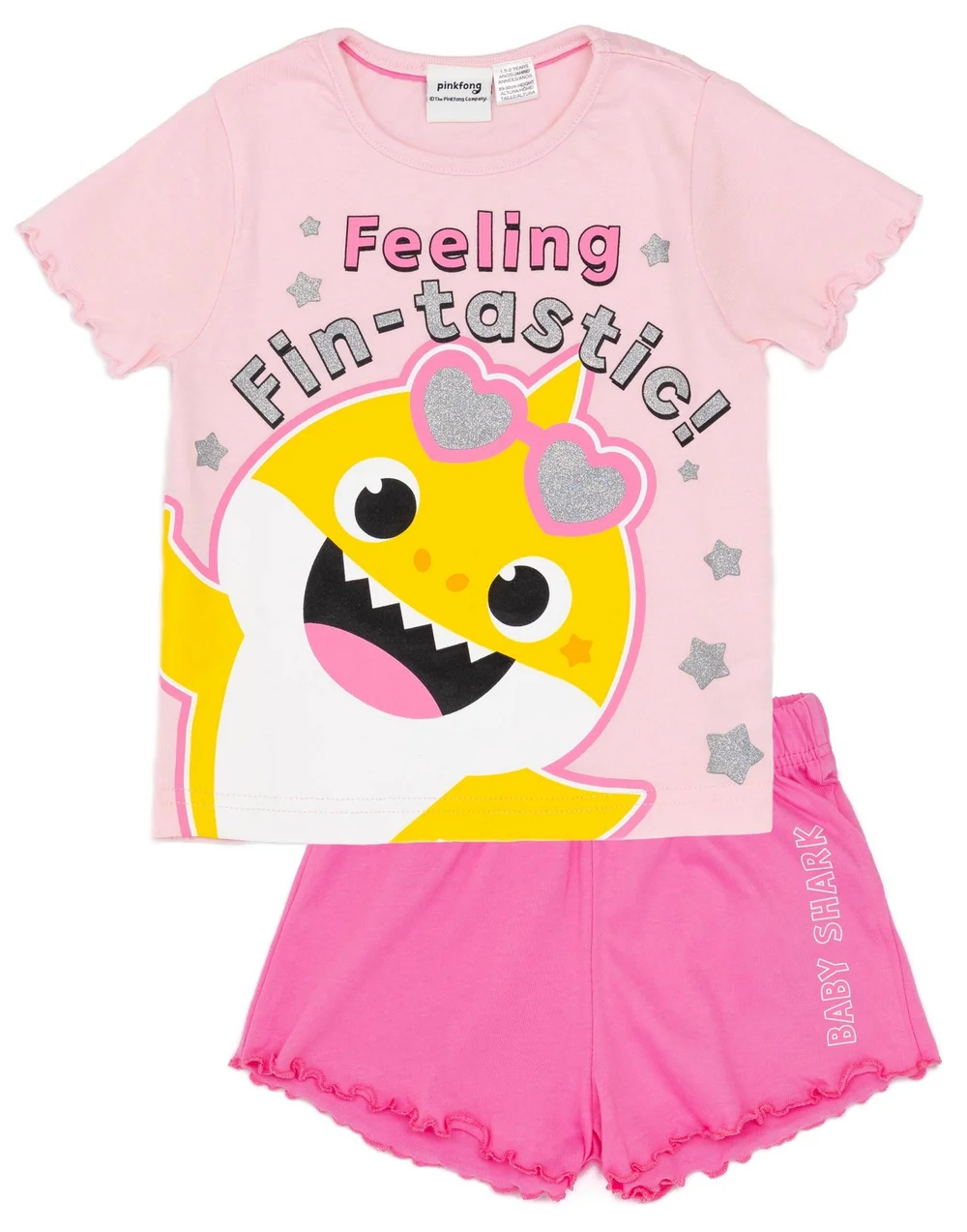Vanilla Underground Baby Shark Kids Pink Shortie Pyjamas (12 Months-5 Years) - Age 3-4 Years Image 1