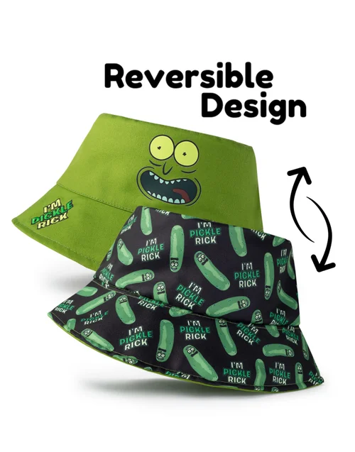 Vanilla Underground Rick And Morty Green Reversible Pickle Rick Bucket Hat - One Size Image 2