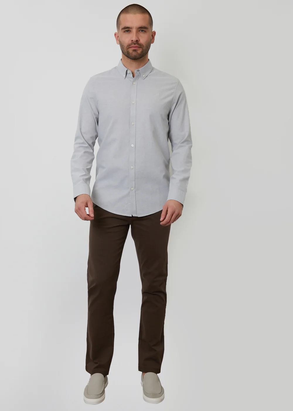 Threadbare Soft Green Oxford Cotton Slim Fit Long Sleeve Shirt - S Image 3