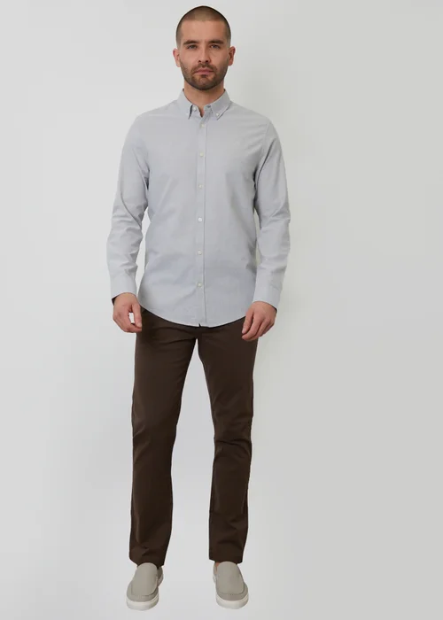 Threadbare Soft Green Oxford Cotton Slim Fit Long Sleeve Shirt - S Image 3