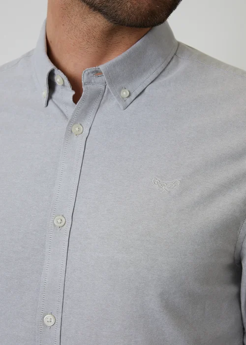 Threadbare Soft Green Oxford Cotton Slim Fit Long Sleeve Shirt - S Image 4