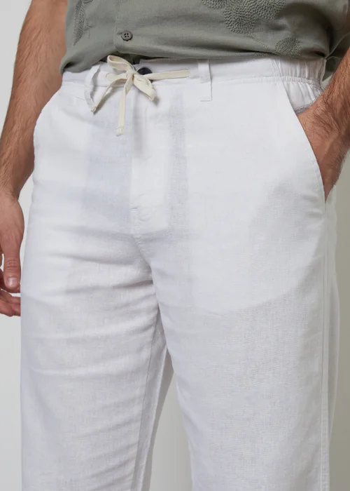 Threadbare White Linen Blend Casual Trousers - 38/L32 Image 4