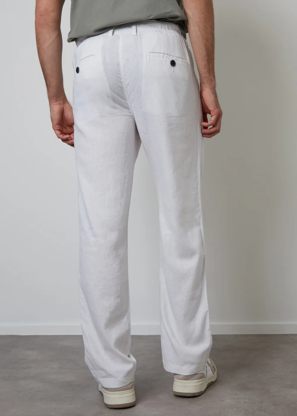 Threadbare White Linen Blend Casual Trousers - 38/L32 Image 2
