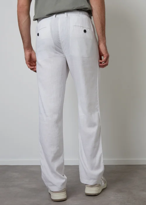 Threadbare White Linen Blend Casual Trousers - 38/L32 Image 2