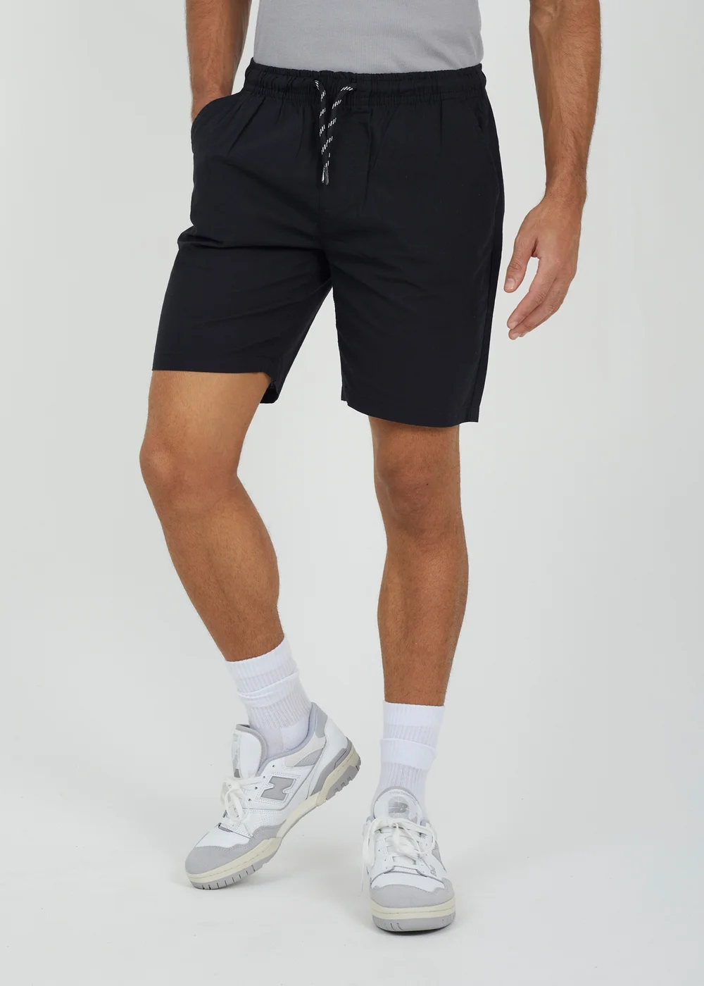Brave Soul Black Cotton Elasticated Waist Shorts - S Image 1