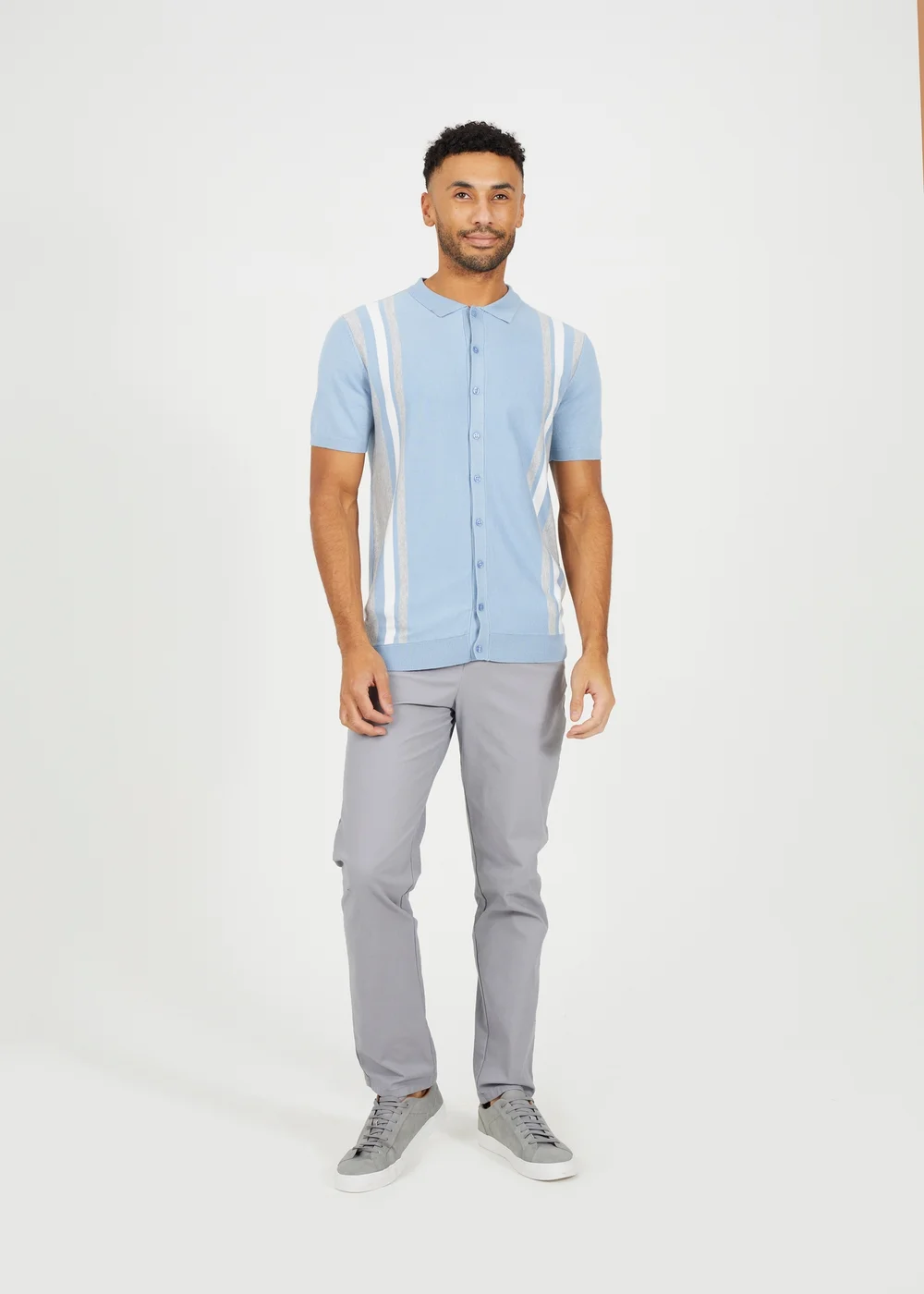 Brave Soul Blue Knitted Short Sleeve Shirt - S Image 4