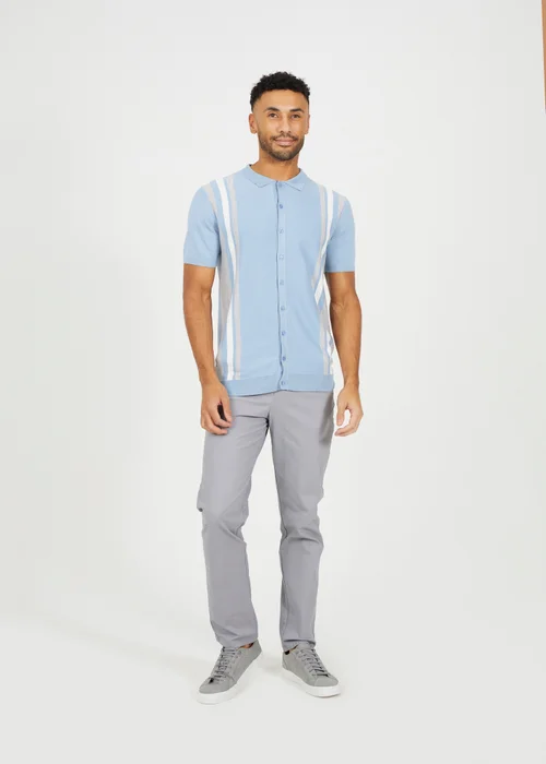 Brave Soul Blue Knitted Short Sleeve Shirt - S Image 4