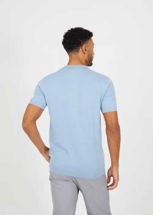 Brave Soul Blue Knitted Short Sleeve Shirt - S Image 2