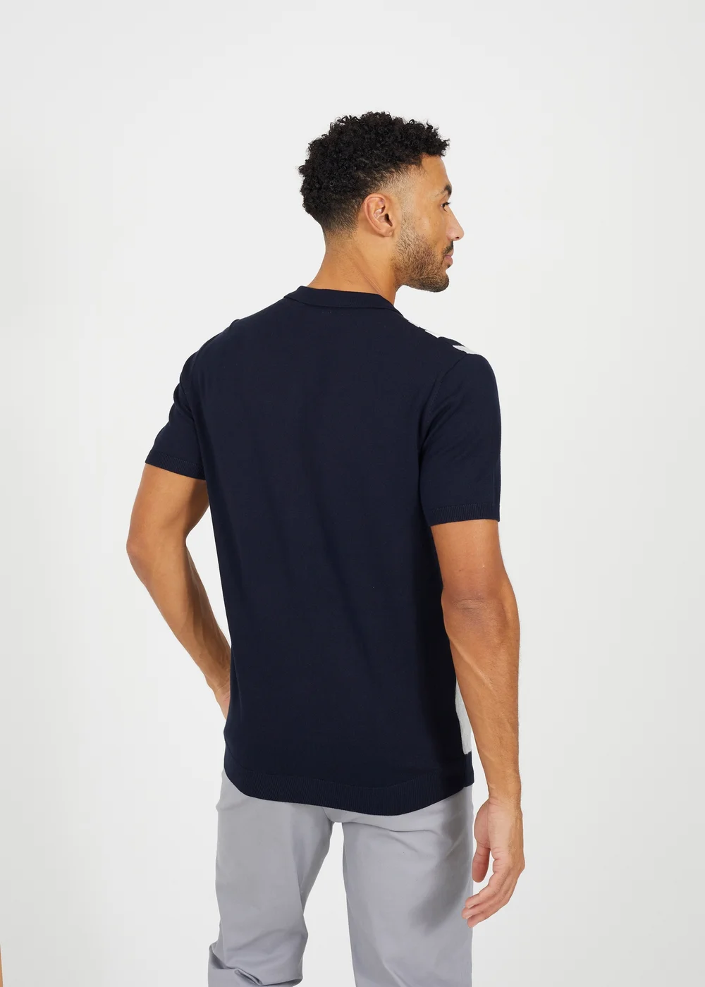 Brave Soul Navy Knitted Short Sleeve Shirt - S Image 2
