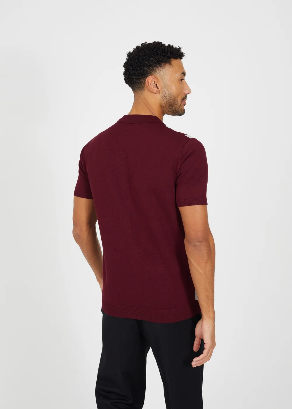 Brave Soul Burgundy Knitted Short Sleeve Shirt - S Image 2