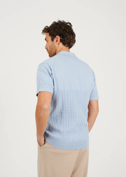 Brave Soul Light Blue Short Sleeve Knitted Polo Shirt - S Image 2