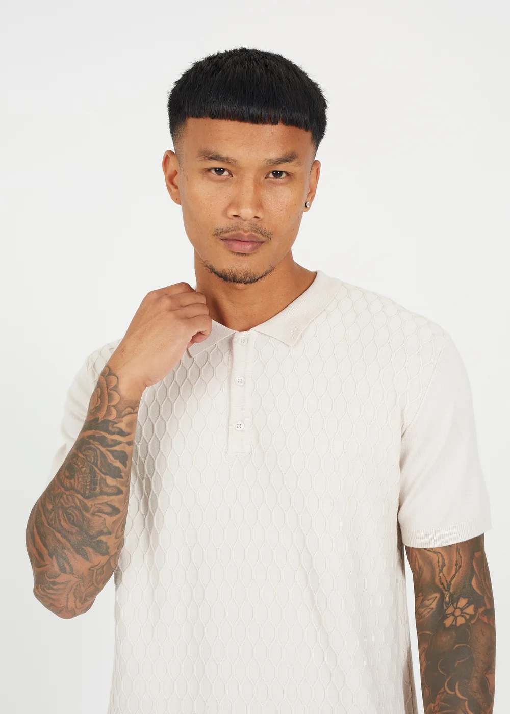 Brave Soul Sand Short Sleeve Knitted Polo Shirt - 2XL Image 3