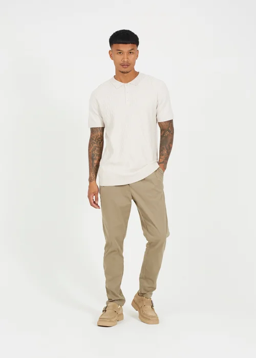 Brave Soul Sand Short Sleeve Knitted Polo Shirt - 2XL Image 4