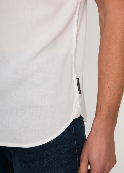 French Connection White Linen Blend Short Sleeve Chest Pocket Shirt - L Image 5