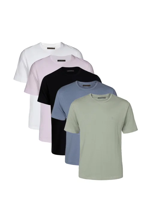 French Connection Blue 5 Pack Cotton Crew Neck Short Sleeve T Shirts - XL Image 1