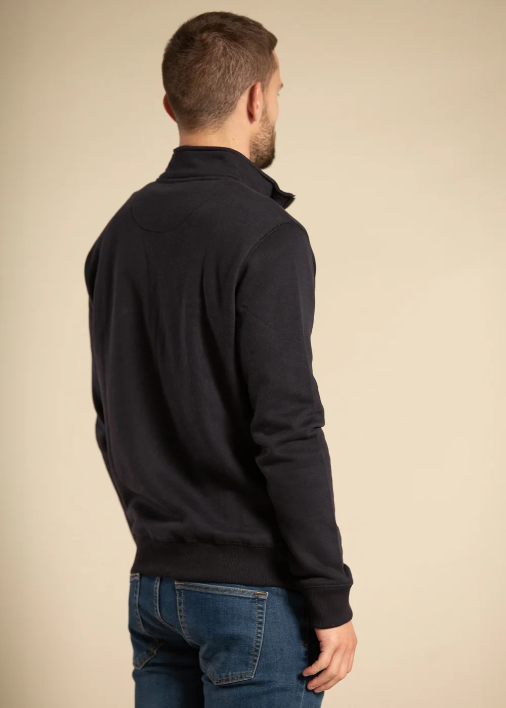 French Connection Navy Cotton Blend Half Zip Jumper - L Image 2