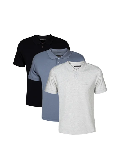 French Connection Blue 3 Pack Cotton Short Sleeve Polo Shirts - 2XL Image 1