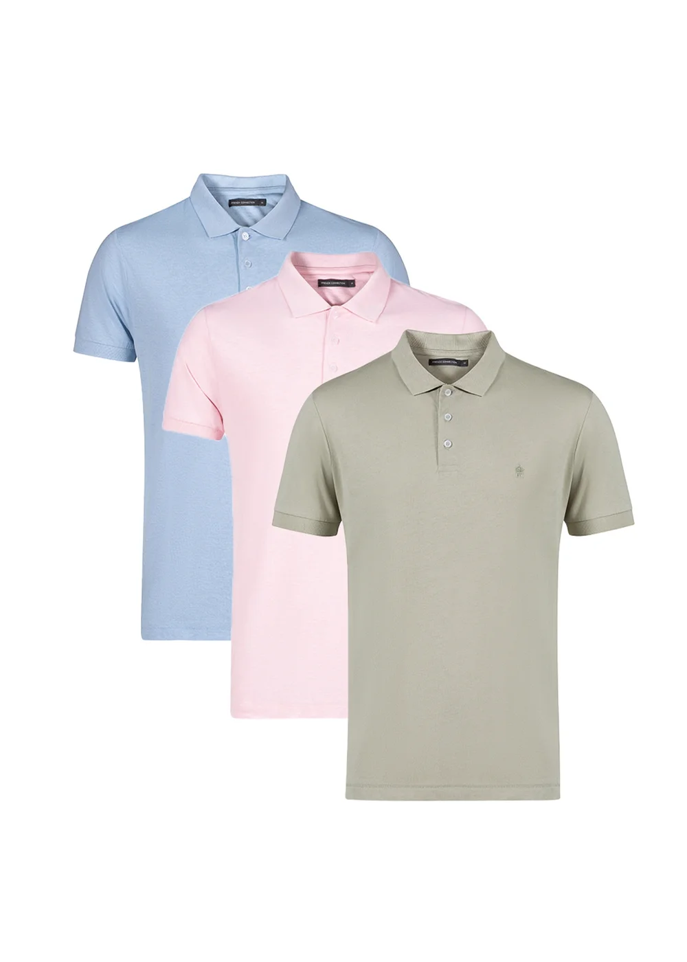 French Connection Pink 3 Pack Cotton Short Sleeve Polo Shirts - XL Image 1