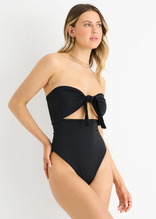 Gini London Black Front Tie Bandeau Swimsuit - 16 Image 4