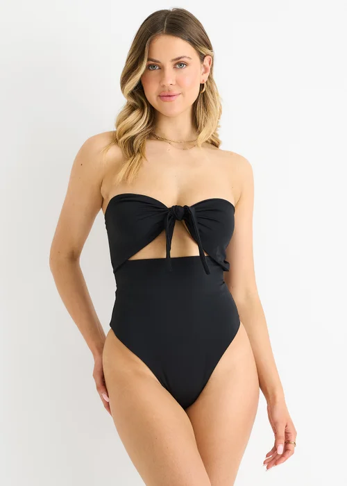 Gini London Black Front Tie Bandeau Swimsuit - 16 Image 1