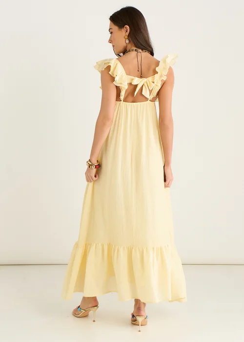 Gini London Yellow Ruffle Short Sleeve Viscose Maxi Dress - 8 Image 2