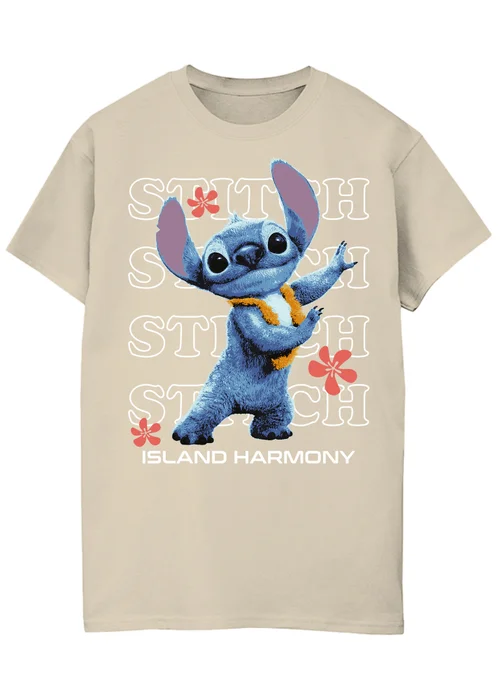 Disney Stitch Island Harmony Sand Boyfriend Fit T Shirt - S Image 1