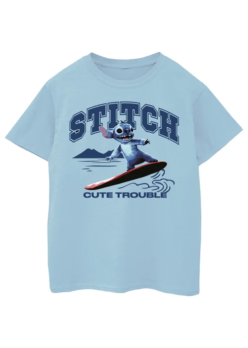 Disney Stitch Cute Trouble Kids Blue T Shirt (3-13 Years) - Age 3-4 Years Image 1