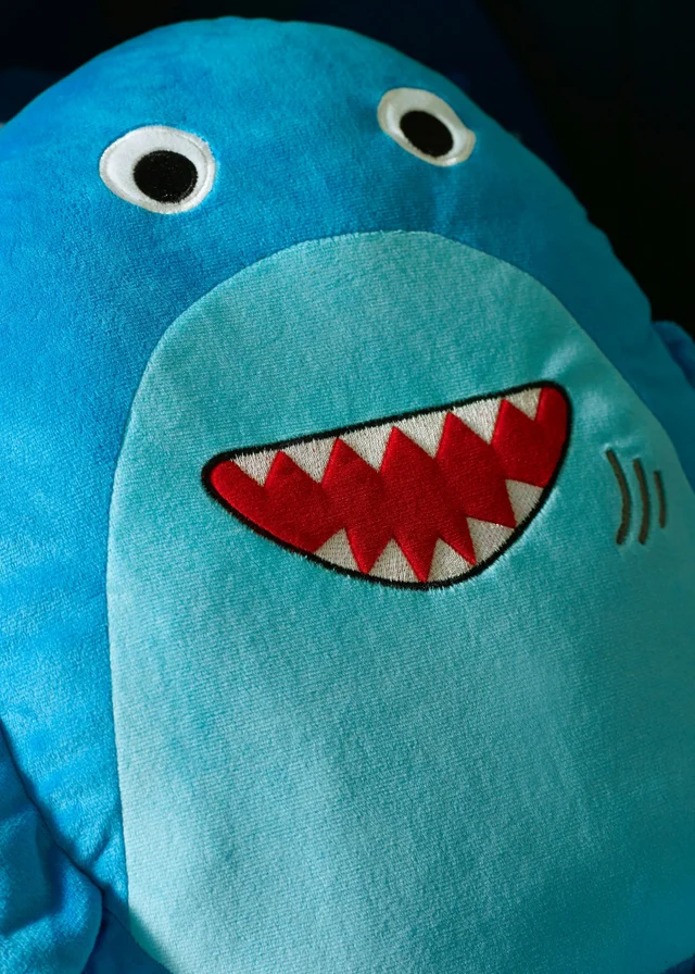Catherine Lansfield Sheldon the Shark 3D Blue Shaped Cushion (46x42cm)
