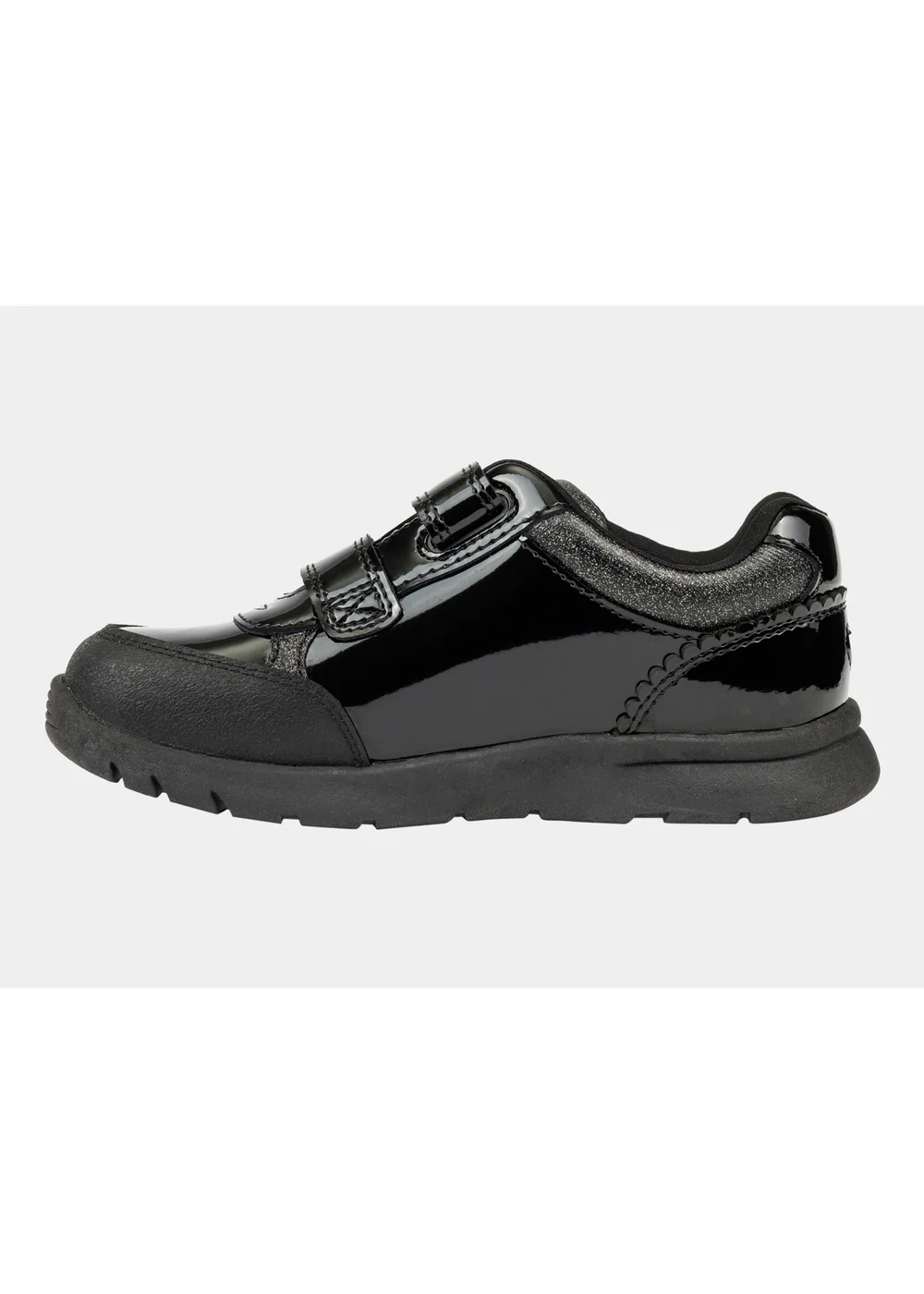 ToeZone Girls Black Isla Patent Heart Rip Tape School Shoes (Younger 8 - Older 2) - 12 Infants Image 5