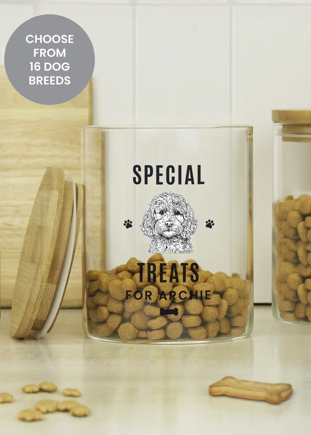 Personalised Memento Company Clear Dog Breed Glass Treat Jar - One Size Image 1