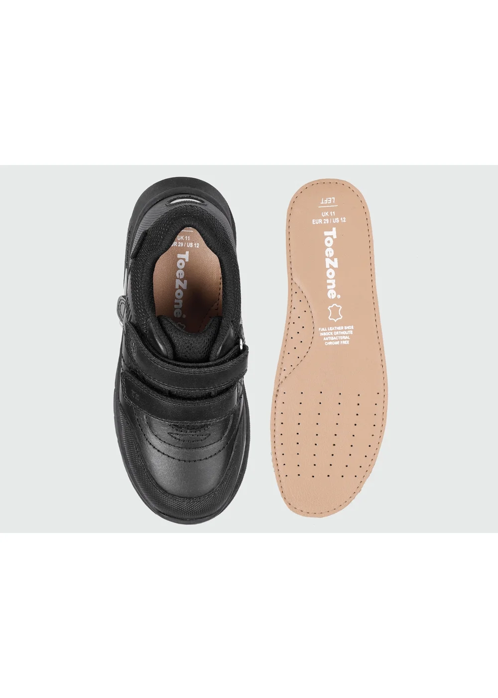 ToeZone Boys Black Strike Football Rip Tape School Shoes - 8 infants Image 3