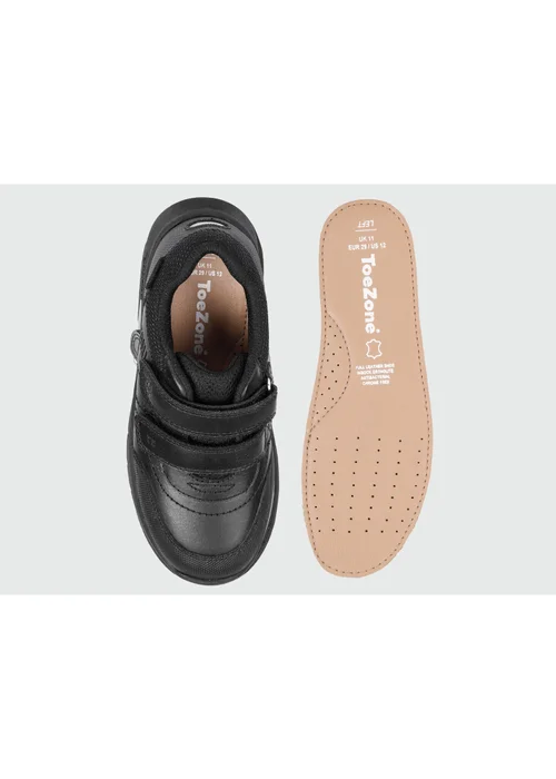 ToeZone Boys Black Strike Football Rip Tape School Shoes - 8 infants Image 3