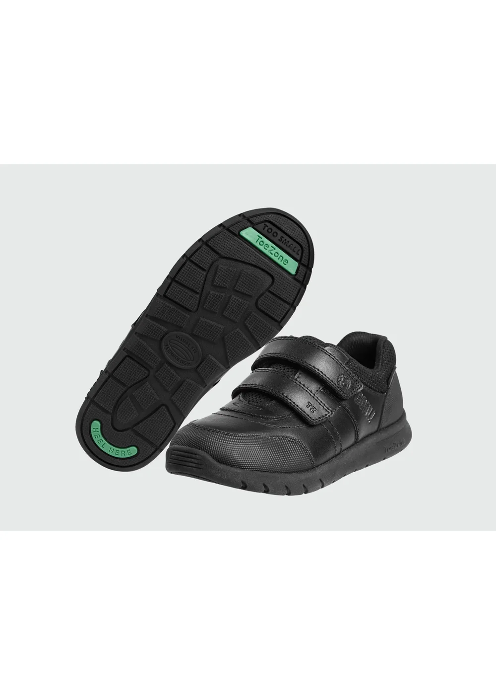 ToeZone Boys Black Strike Football Rip Tape School Shoes - 8 infants Image 1