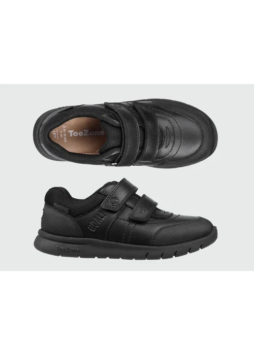 ToeZone Boys Black Strike Football Rip Tape School Shoes - 8 infants Image 2
