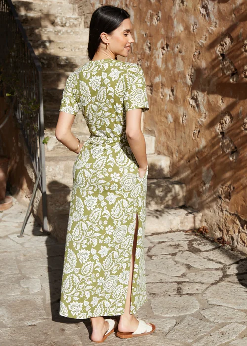 Threadbare Khaki Ruched Waist Jersey Midi Dress - 8 Image 2