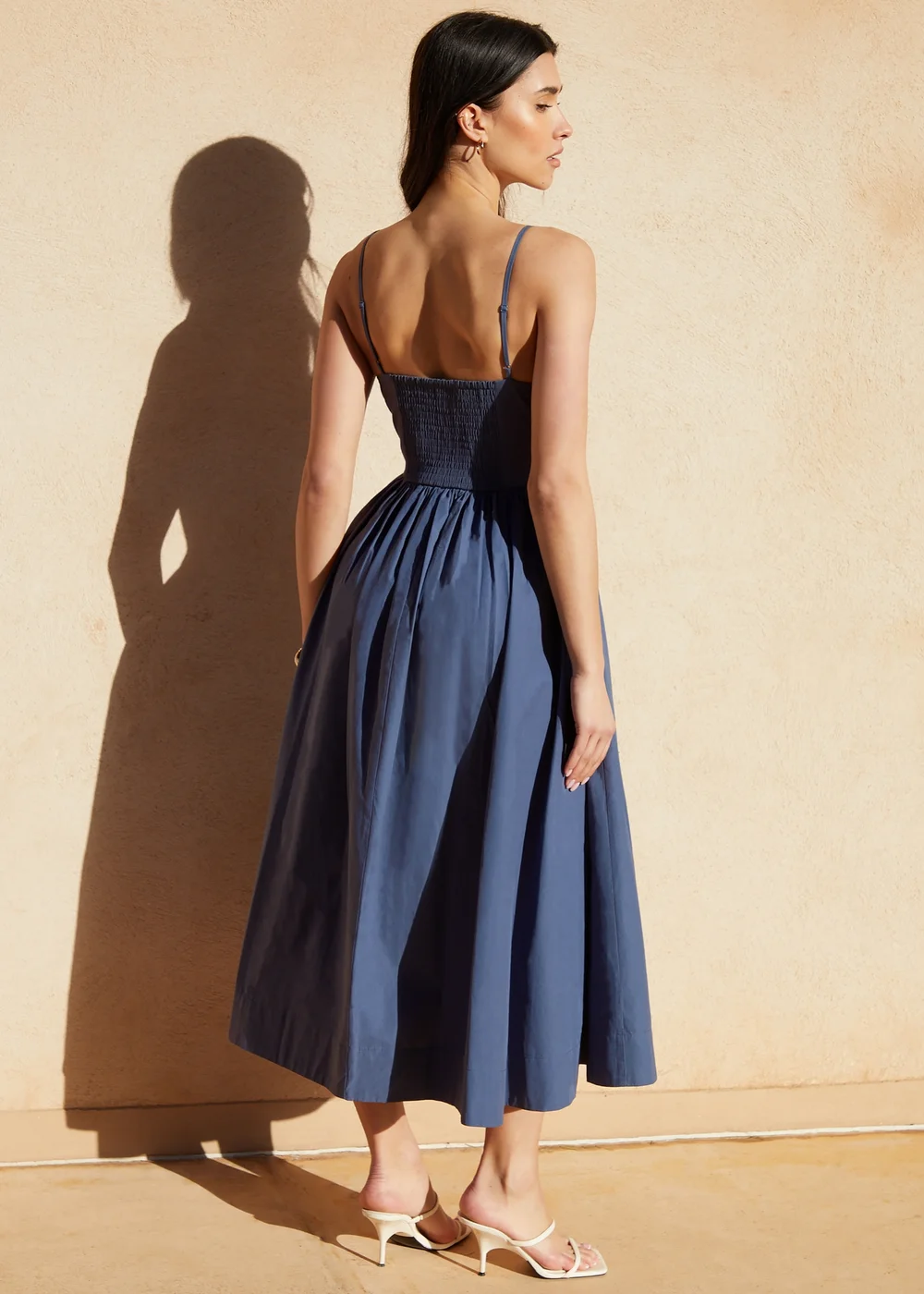 Threadbare Blue V Neck Fit & Flare Midi Dress - 8 Image 2